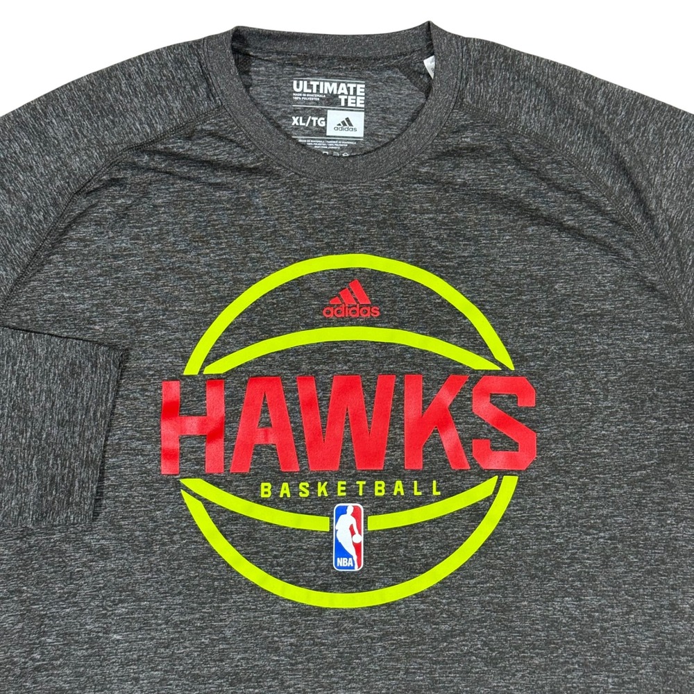 Adidas Atlanta Hawks Long Sleeve Shirt Men's XL NBA Ultimate Tee Gray Basketball